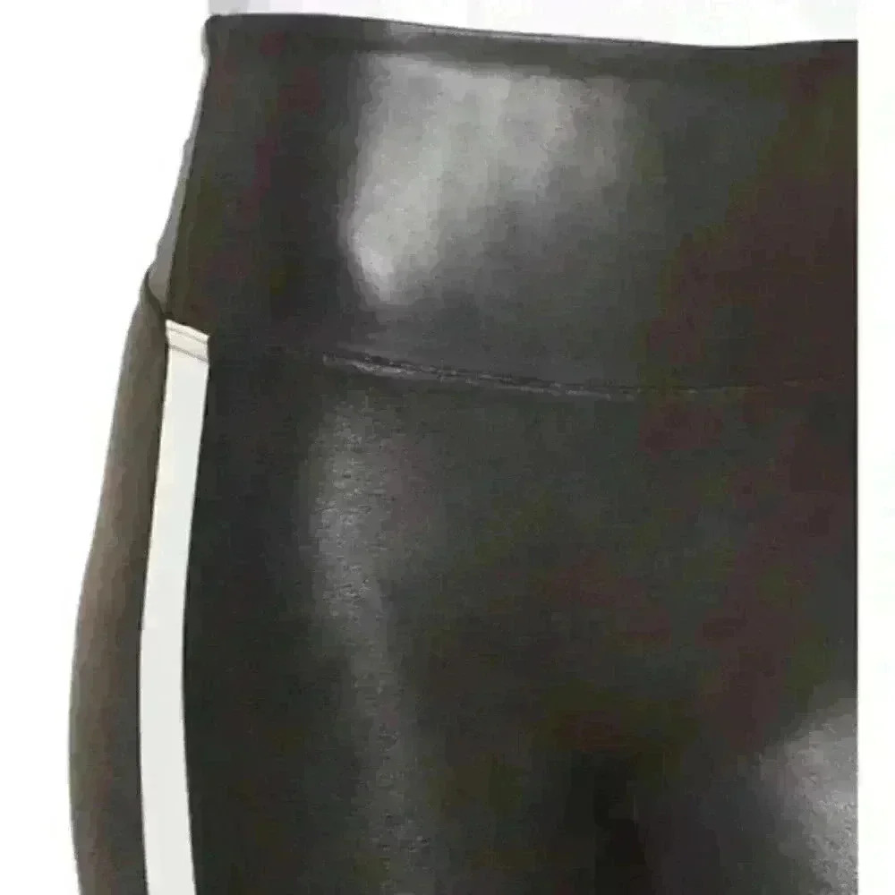 Spanx Faux Leather Side Stripe Leggings Size Small - Picture 3 of 12